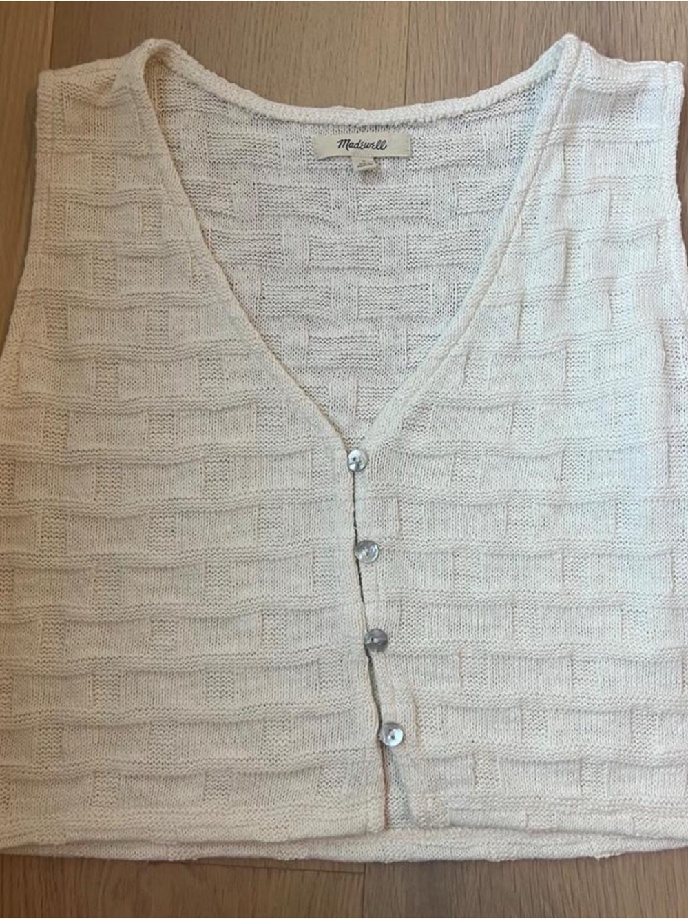 Madewell Cream Knit Button-Front Tank